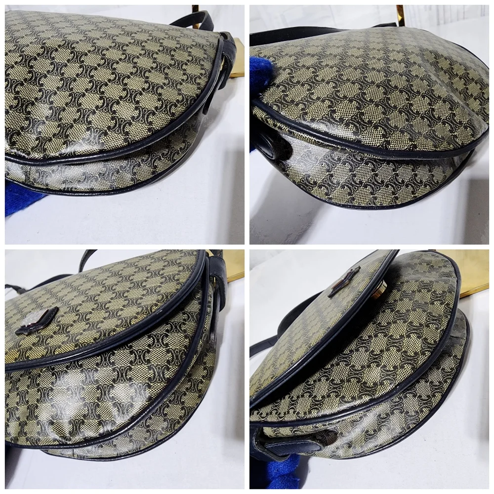 CELINE Macadam Crossbody Bag Navy Blue/Beige